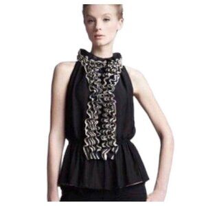Robert Rodriguez Neiman Marcus Target Womens XS Black Sleeveless Ruffled Top